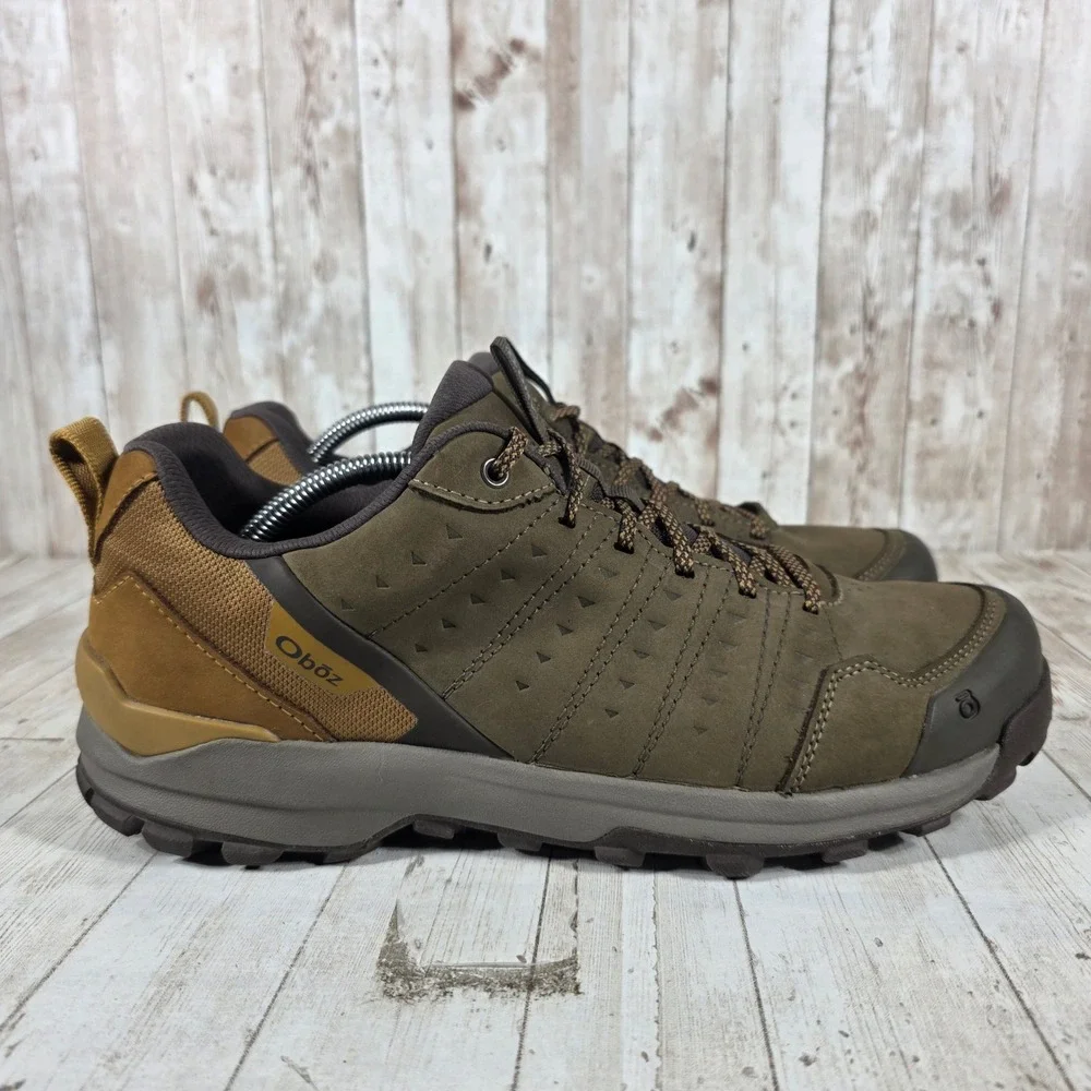 Oboz Sypes Low B-DRY Waterproof Hiking Shoes Mens‎ 12 Peat Brown Nubuck Leather
